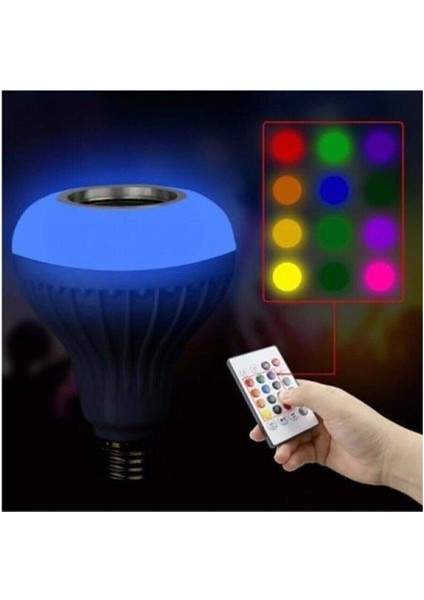 Gece Lambası Bluetooth Hoparlör Ledli Lamba Kumandalı Mp3 Çalar Ampul Renkli Ampul