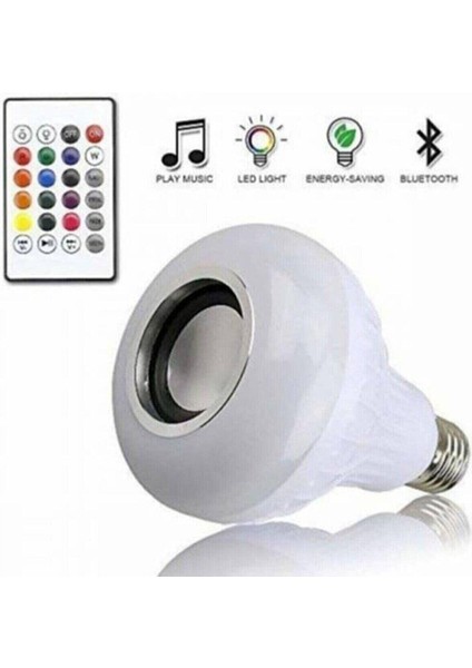 Gece Lambası Bluetooth Hoparlör Ledli Lamba Kumandalı Mp3 Çalar Ampul Renkli Ampul