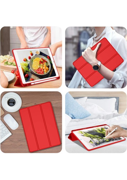 Apple iPad 7. Nesil 10.2 Inc (2019) Kalemlikli Yatay Standlı Stromix Smart Kılıf A2197 A2200 A2198