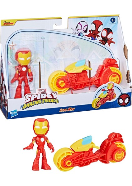 Spider And His Amazing Friends Motorsiklet ve Figür Iron Man F6777 F9346