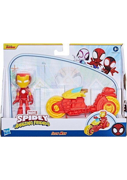 Spider And His Amazing Friends Motorsiklet ve Figür Iron Man F6777 F9346