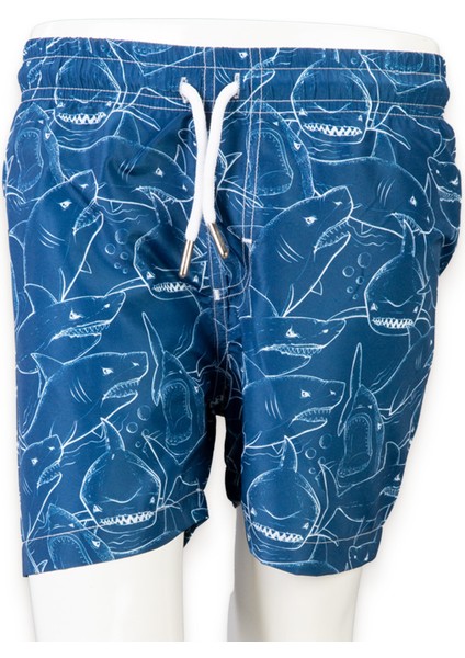 Yeni Trend Köpekbalığı Desenli Hızlı Kuruyan Erkek Şort Mayo