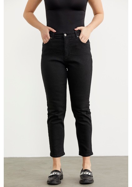 Likralı Fit Mom Jean - Siyah fiyatları