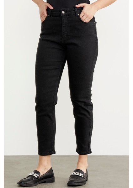 Likralı Fit Mom Jean - Siyah modelleri