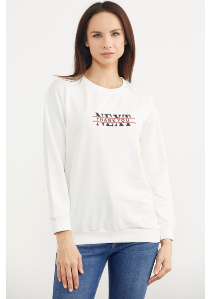 Sıfır Yaka Oversize Sweatshirt - Ekru fiyatları