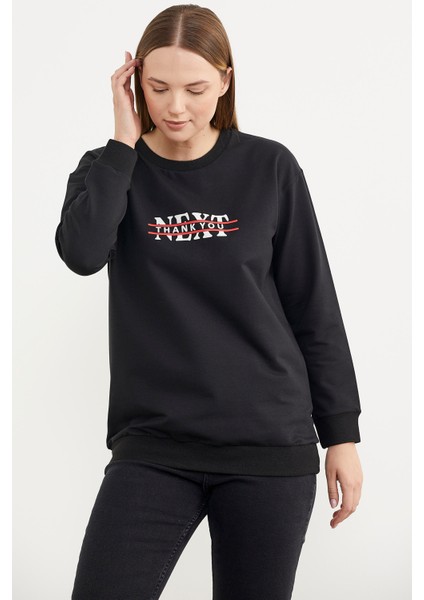 Sıfır Yaka Oversize Sweatshirt - Siyah fiyatları