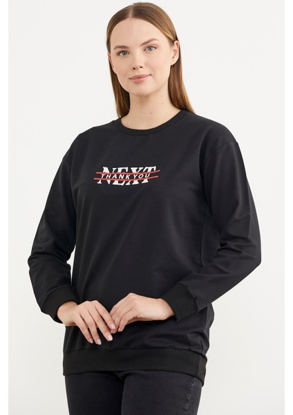 Sıfır Yaka Oversize Sweatshirt - Siyah fırsatları