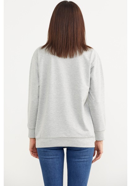 Sıfır Yaka Oversize Sweatshirt - Gri fırsatları