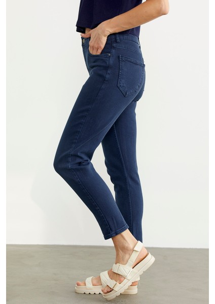 Likralı Fit Mom Jean - Lacivert fırsatları