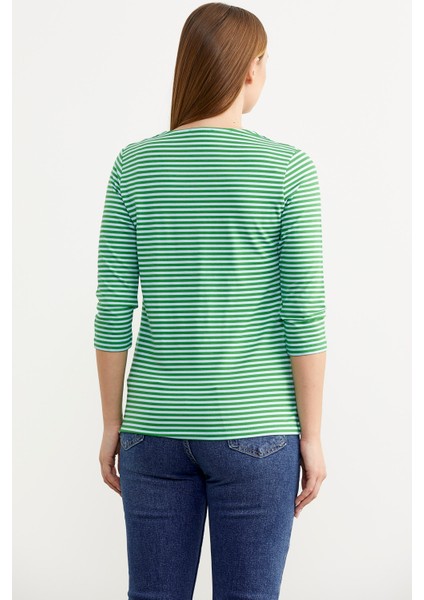Neon Ip Detaylı Çizgili T-Shirt - Yeşil indirimleri