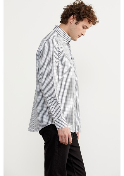 Kareli Uzun Kol Cepli Gömlek - Siyah indirimleri