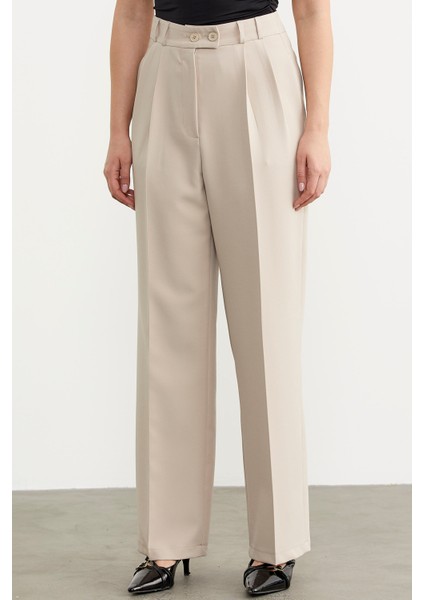 Yüksek Bel Pileli Palazzo Pantolon - Taş fiyatları