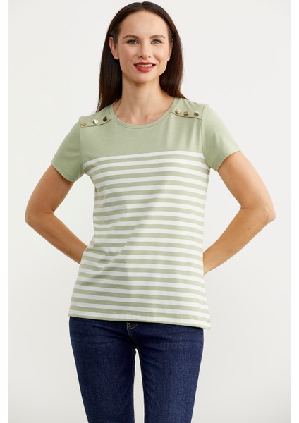 Marine Düğme Detaylı T-Shirt - Yeşil fiyatları