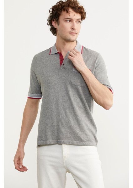 Renk Kombinli Cepli Koton Triko T-Shirt - Gri fiyatları