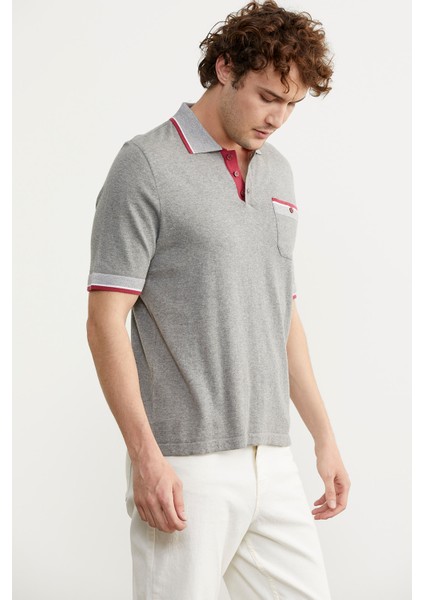 Renk Kombinli Cepli Koton Triko T-Shirt - Gri fırsatları