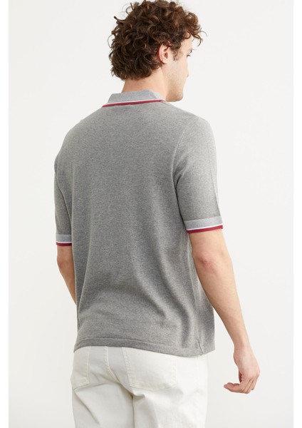 Renk Kombinli Cepli Koton Triko T-Shirt - Gri indirimleri