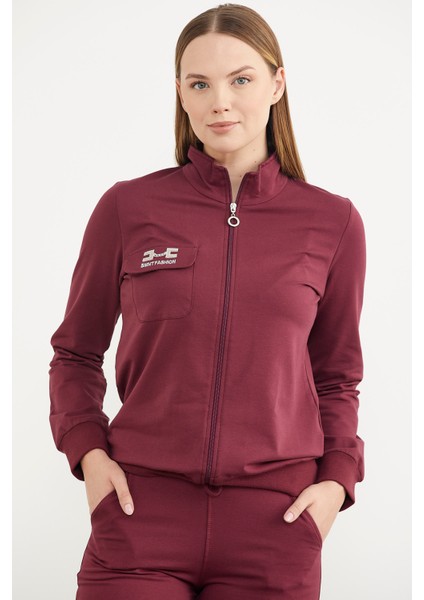 Fermuarlı Jogger Eşofman Takım - Bordo