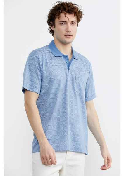 Regular Fit Polo Yaka Desenli T-Shirt - Mavi fiyatları