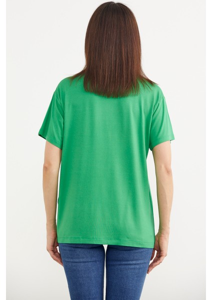 Dökümlü Baskılı Penye T-Shirt - Yeşil fırsatları
