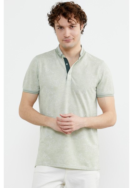 Slim Fit Triko Polo Yaka T-Shirt - Yeşil
