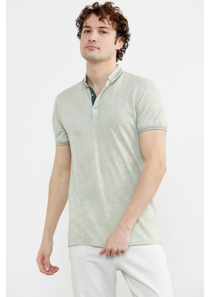 Slim Fit Triko Polo Yaka T-Shirt - Yeşil modelleri