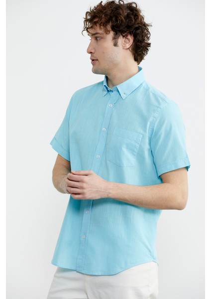 Kısa Kol Cepli Yazlık Gömlek - Turkuaz indirimleri