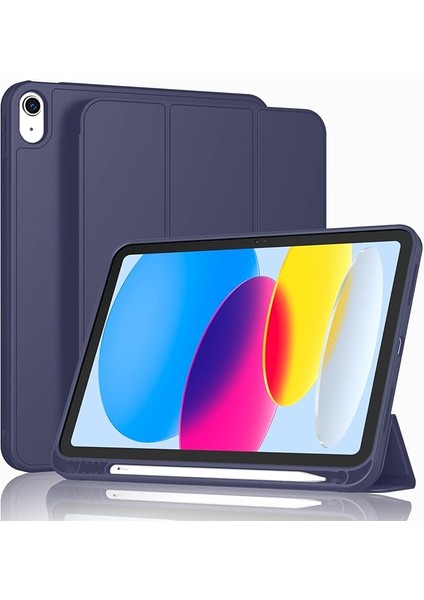 Apple iPad 10. Nesil 10.9 (2022) Kalemlikli Yatay Standlı Stromix Smart Kılıf ve Ekran Koruyucu A2696 A2757 A2777 A3162