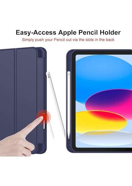 Apple iPad 10. Nesil 10.9 (2022) Kalemlikli Yatay Standlı Stromix Smart Kılıf ve Ekran Koruyucu A2696 A2757 A2777 A3162
