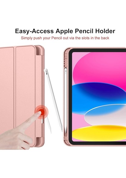 Apple iPad 10. Nesil 10.9 (2022) Kalemlikli Yatay Standlı Stromix Smart Kılıf ve Ekran Koruyucu A2696 A2757 A2777 A3162 modelleri