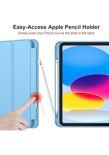 Apple iPad 10. Nesil 10.9 (2022) Kalemlikli Yatay Standlı Stromix Smart Kılıf ve Ekran Koruyucu A2696 A2757 A2777 A3162 modelleri