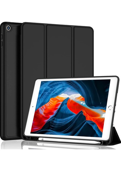 Apple iPad 7. Nesil 10.2 Inc (2019) Kalemlikli Yatay Standlı Stromix Smart Kılıf ve Ekran Koruyucu A2197 A2200 A2198