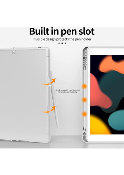 Apple iPad 9. Nesil 10.2 Inc (2021) Kalemlikli Yatay Standlı Stromix Smart Kılıf ve Ekran Koruyucu A2602 A2604 A2603 A2605