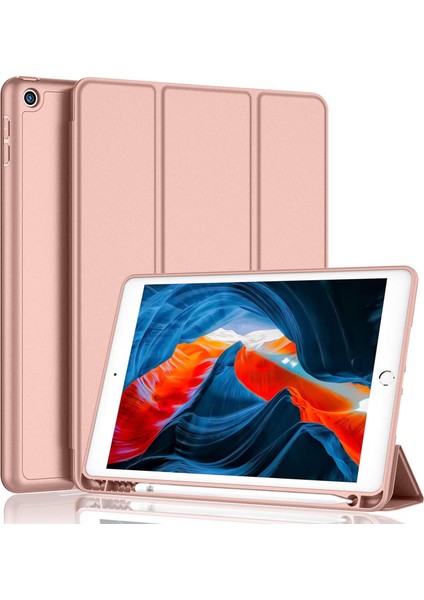 Apple iPad 9. Nesil 10.2 Inc (2021) Kalemlikli Yatay Standlı Stromix Smart Kılıf ve Ekran Koruyucu A2602 A2604 A2603 A2605