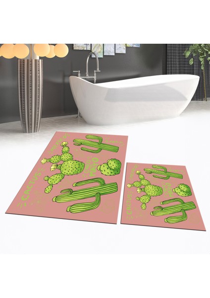 Dijital Baskılı Kaymaz Taban Yıkanabilir Ikili Banyo Paspas Klozet Takımı, V-Klozet-23-Pembe, fiyatları