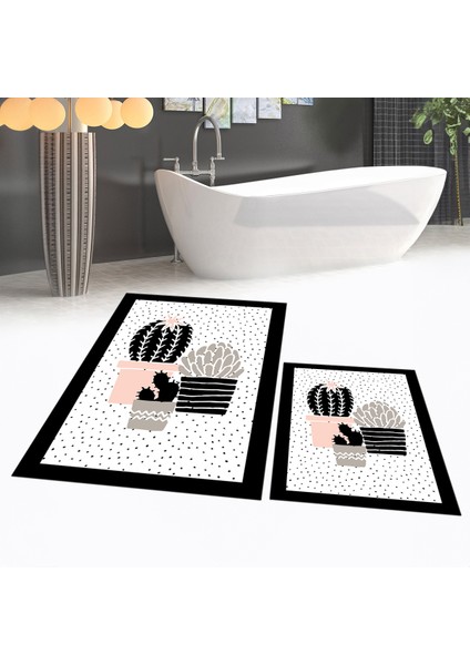 Dijital Baskılı Kaymaz Taban Yıkanabilir Ikili Banyo Paspas Klozet Takımı, V-Klozet-22-Beyaz, fiyatları