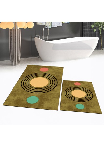 Dijital Baskılı Kaymaz Taban Yıkanabilir Ikili Banyo Paspas Klozet Takımı, V-Klozet-49-Kahve, fiyatları