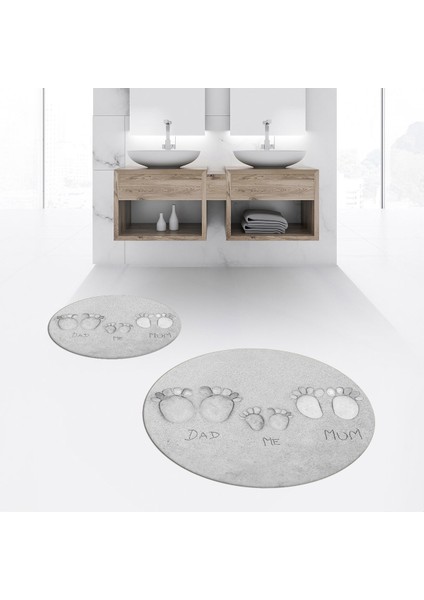 Dijital Baskılı Kaymaz Yıkanabilir Yuvarlak Ikili Banyo Paspas Klozet Takımı, V-Y-Klozet-16-Gri, fiyatları