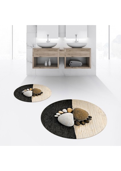 Dijital Baskılı Kaymaz Yıkanabilir Yuvarlak Ikili Banyo Paspas Klozet Takımı, V-Y-Klozet-17-Kahve, fiyatları