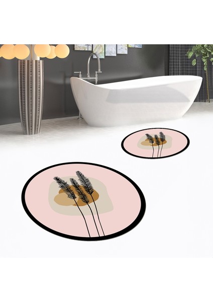 Dijital Baskılı Kaymaz Yıkanabilir Yuvarlak Ikili Banyo Paspas Klozet Takımı, V-Y-Klozet-28-Pembe, fiyatları