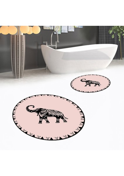 Dijital Baskılı Kaymaz Yıkanabilir Yuvarlak Ikili Banyo Paspas Klozet Takımı, V-Y-Klozet-32-Pembe, fiyatları