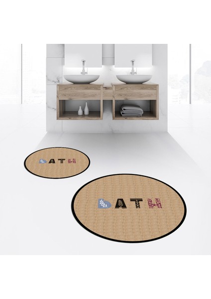 Dijital Baskılı Kaymaz Yıkanabilir Yuvarlak Ikili Banyo Paspas Klozet Takımı, V-Y-Klozet-08-Kahve, fiyatları