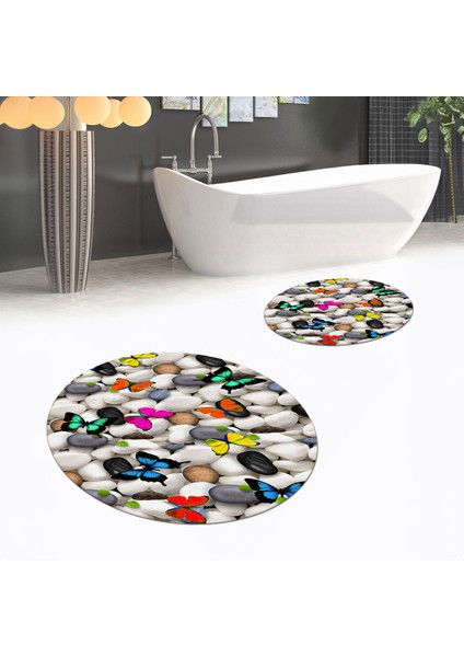 Dijital Baskılı Kaymaz Yıkanabilir Yuvarlak Ikili Banyo Paspas Klozet Takımı, V-Y-Klozet-44-Renkli, fiyatları