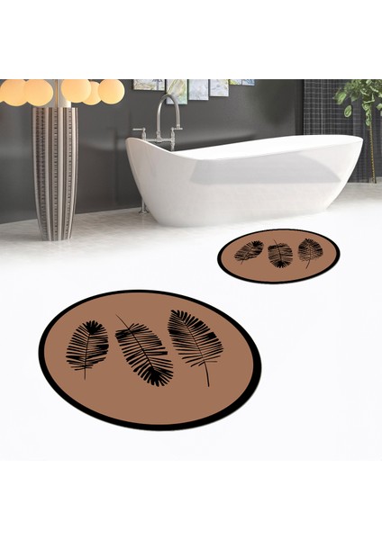 Dijital Baskılı Kaymaz Yıkanabilir Yuvarlak Ikili Banyo Paspas Klozet Takımı, V-Y-Klozet-26-Kahve, fiyatları