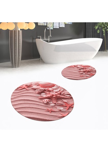 Dijital Baskılı Kaymaz Yıkanabilir Yuvarlak Ikili Banyo Paspas Klozet Takımı, V-Y-Klozet-48-Kırmızı, fiyatları