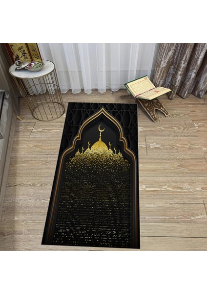 Dijital Baskılı Yıkanabilir Hediyelik Namazlık Seccade Halı, V-Seccade-05-Siyah, fiyatları