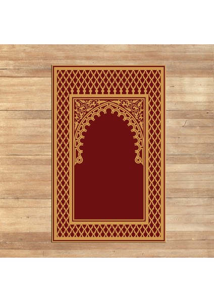 Dijital Baskılı Yıkanabilir Hediyelik Namazlık Seccade Halı, V-Seccade-07-Kırmızı,