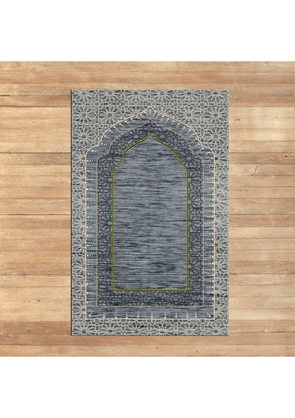 Dijital Baskılı Yıkanabilir Hediyelik Namazlık Seccade Halı, V-Seccade-09-Gri,