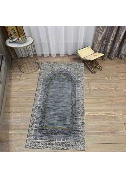 Dijital Baskılı Yıkanabilir Hediyelik Namazlık Seccade Halı, V-Seccade-09-Gri, fiyatları