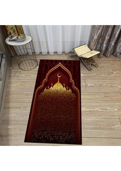 Dijital Baskılı Yıkanabilir Hediyelik Namazlık Seccade Halı, V-Seccade-05-Kırmızı, fiyatları