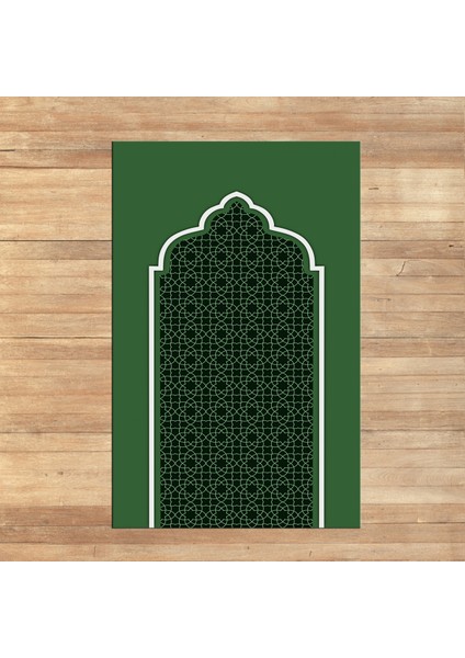 Dijital Baskılı Yıkanabilir Hediyelik Namazlık Seccade Halı, V-Seccade-08-Yeşil,